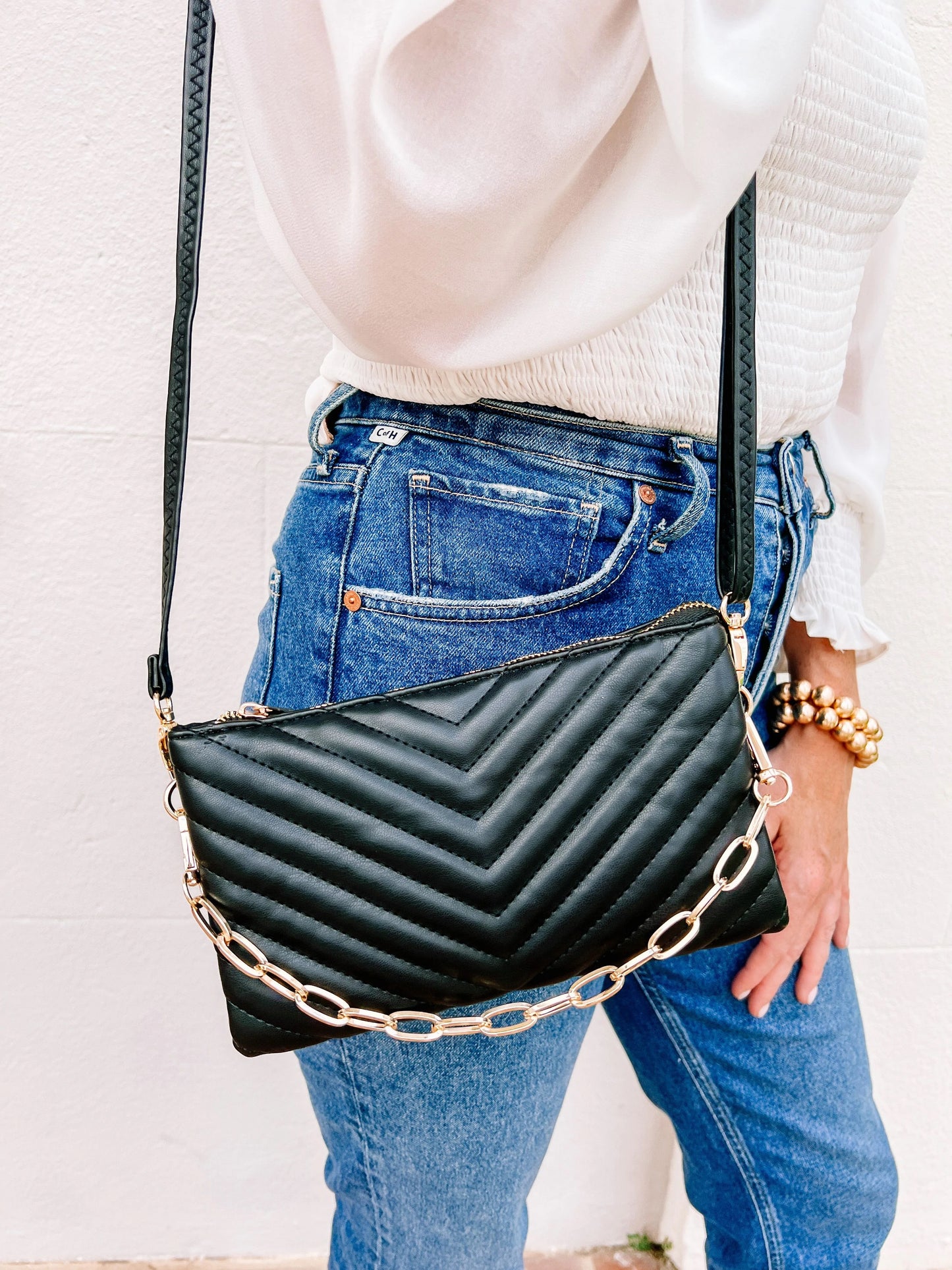 Chevron Quilted Crossbody Bag
